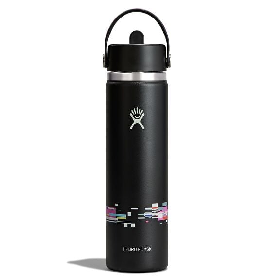 24 oz (710 ml) Wide Mouth with Flex Straw Cap - Glitch Black
