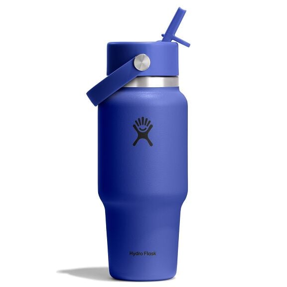 24 oz (710 ml) Wide Mouth Travel Bottle with Flex Straw Cap - Capri Blue