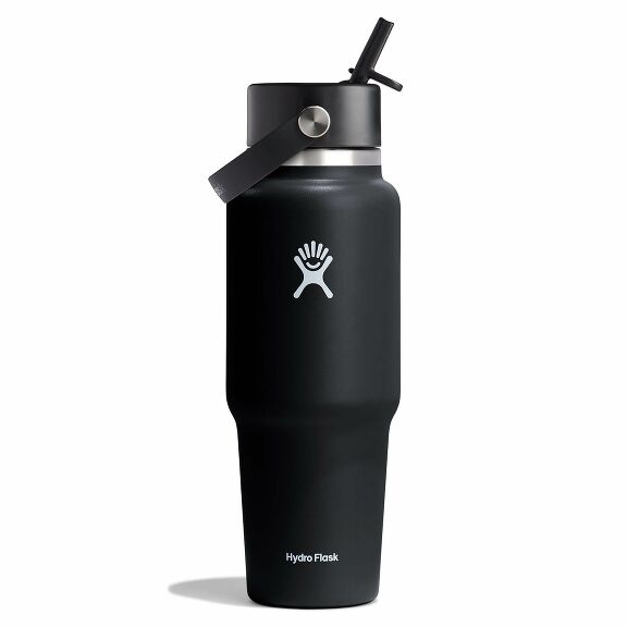 32 oz (946 ml) Wide Mouth Travel Bottle with Flex Straw Cap - Black