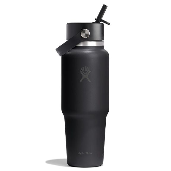 32 oz (946 ml) Wide Mouth Travel Bottle with Flex Straw Cap - Tonal Black