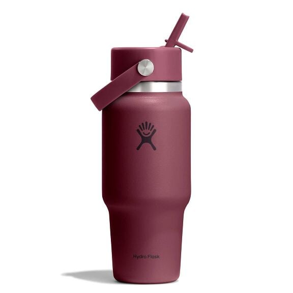 24 oz Travel Bottle with Flex Straw Cap - Burgundy