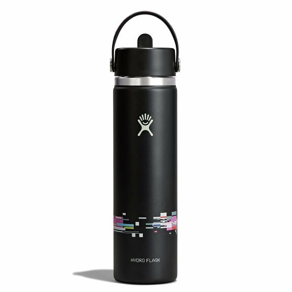24 oz Wide Mouth with Flex Straw Cap - Glitch Black