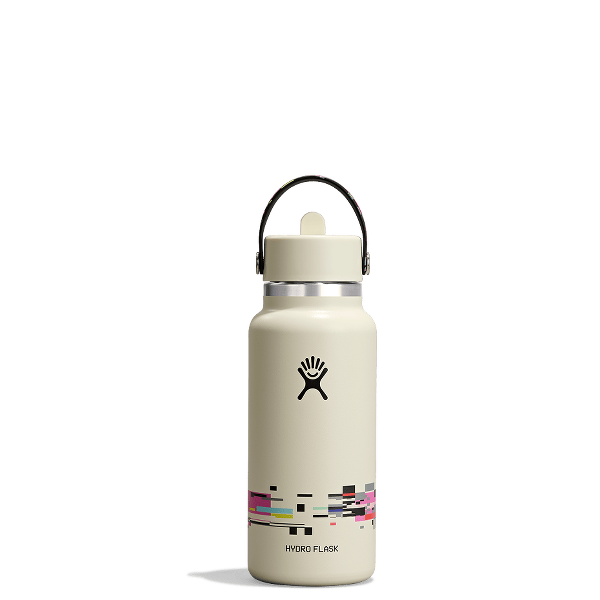 32 oz Wide Mouth with Flex Straw Cap - Glitch White