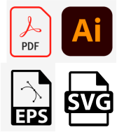 Graphic showing a PDF, Adobe Illustrator, EPS and SVG file type icon
