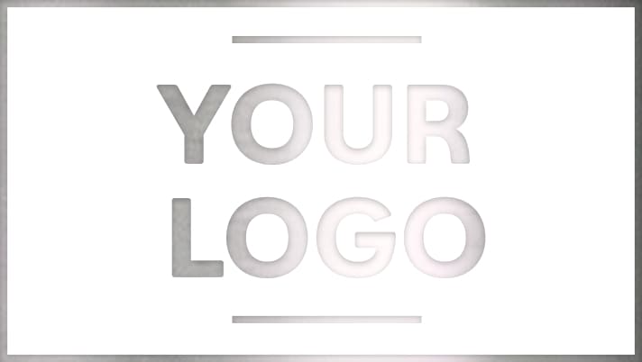 Stainless steel graphic showing the text "YOUR LOGO"